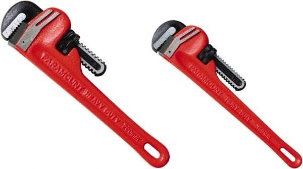 Paramount - 2 Piece, 0" to 1" & 0" to 2", Straight Pipe Wrench Set - Inch Measurement Standard - Top Tool & Supply