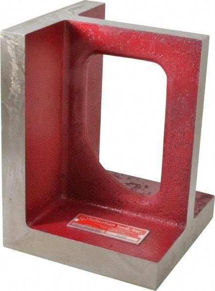 Suburban Tool - 1 Hole, 8" High x 6" Wide x 6" Deep, Right Angle Iron - Cast Iron, Precision Ground, 1" Thick, Parallel to within 0.00025" per 6", Square to within 0.0005" per 6" - Top Tool & Supply