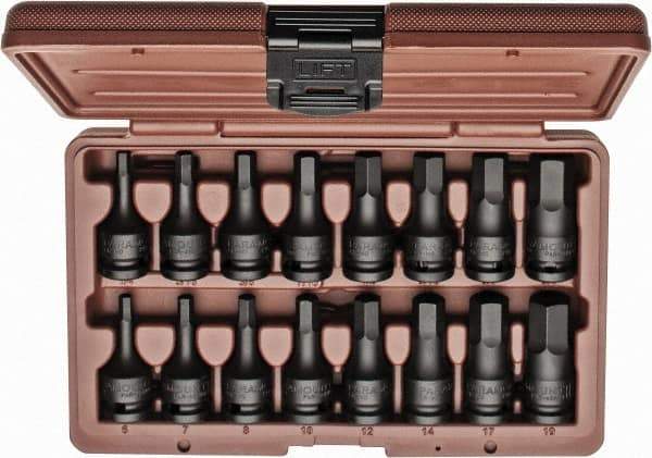 Paramount - 16 Piece 1/2" Drive Inch/Metric Impact Hex Bit Socket Set - 1/4 to 3/4" Hex - Top Tool & Supply