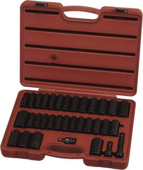 Paramount - 33 Piece 1/2" Drive Standard Deep Impact Socket Set - 6 Points, 3/8 to 1-1/4", 10 to 27mm, Inch/Metric Measurement Standard - Top Tool & Supply