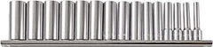 Paramount - 15 Piece 1/2" Drive Chrome Vanadium Finish Deep Well Socket Set - 12 Points, 3/8" to 1-1/4" Range, Inch Measurement Standard - Top Tool & Supply