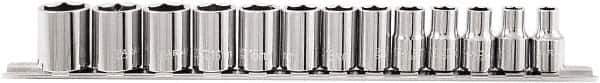 Paramount - 13 Piece 3/8" Drive Chrome Vanadium Finish Socket Set - 6 Points, 7mm to 19mm Range, Metric Measurement Standard - Top Tool & Supply