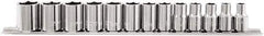 Paramount - 13 Piece 3/8" Drive Chrome Vanadium Finish Socket Set - 6 Points, 7mm to 19mm Range, Metric Measurement Standard - Top Tool & Supply