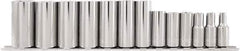 Paramount - 13 Piece 3/8" Drive Chrome Vanadium Finish Deep Well Socket Set - 6 Points, 1/4" to 1" Range, Inch Measurement Standard - Top Tool & Supply