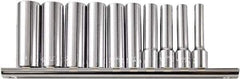 Paramount - 10 Piece 1/4" Drive Chrome Vanadium Finish Deep Well Socket Set - 6 Points, 3/16" to 9/16" Range, Inch Measurement Standard - Top Tool & Supply