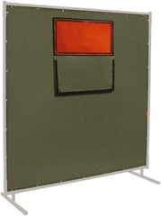 Steiner - 6' High x 8' Wide x 0.012" Thick Cotton Duck & Vinyl Welding Curtain - Olive & Orange, Grommet - Top Tool & Supply