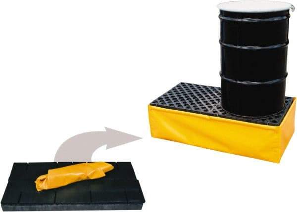 UltraTech - 55 Gal Sump, 1,200 Lb Capacity, 2 Drum, Polyethylene Spill Deck or Pallet - 48" Long x 24" Wide x 14" High, Yellow and Black, Drain Included, Inline Drum Configuration - Top Tool & Supply