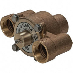 Haws - 1-1/4" Inlet, 7-5/8" Long x 3-1/2" Wide x 5-3/8" High, Brass Plumbed Wash Station Tempering Valve - Compatible with Combination Drench Shower & Eye/Face Wash Stations - Top Tool & Supply