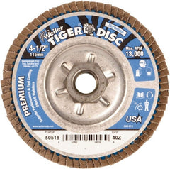 Weiler - 4-1/2" 40 Grit 5/8-11 Center Hole Type 29 Zirconia Alumina Flap Disc - Top Tool & Supply