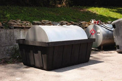 Eagle - 635 Gal Sump, 10,000 Lb Capacity, 1 Drum, Polyethylene Spill Deck or Pallet - 88" Long x 62" Wide x 33" High, Black, Drain Included, Horizontal, 1 Tank Drum Configuration - Top Tool & Supply