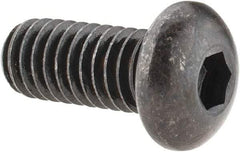 Made in USA - 5/16-18 UNC Hex Socket Drive, Button Screw - Alloy Steel, Black Oxide Finish, Fully Threaded, 3/4" Length Under Head - Top Tool & Supply