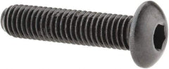 Made in USA - #10-32 UNF Hex Socket Drive, Button Screw - Alloy Steel, Black Oxide Finish, Fully Threaded, 7/8" Length Under Head - Top Tool & Supply