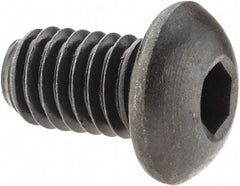 Made in USA - 3/8-16 UNC Hex Socket Drive, Button Screw - Alloy Steel, Black Oxide Finish, Fully Threaded, 5/8" Length Under Head - Top Tool & Supply