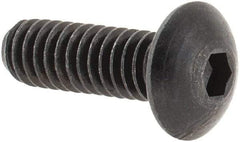 Made in USA - #8-32 UNC Hex Socket Drive, Button Screw - Alloy Steel, Black Oxide Finish, Fully Threaded, 1/2" Length Under Head - Top Tool & Supply