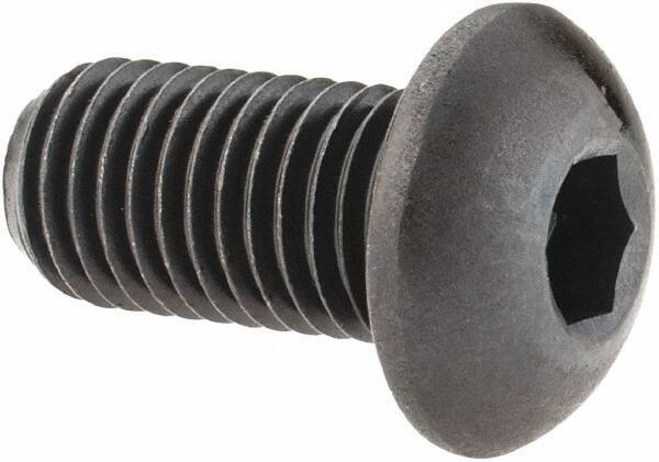 Made in USA - 5/16-24 UNF Hex Socket Drive, Button Screw - Alloy Steel, Black Oxide Finish, Fully Threaded, 5/8" Length Under Head - Top Tool & Supply