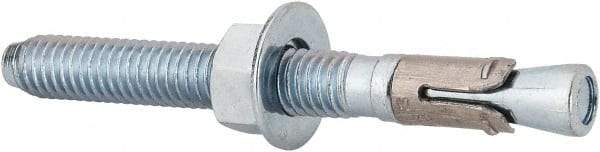 Powers Fasteners - 3/8" Diam, 3/8" Drill, 3-1/2" OAL, 1-5/8" Min Embedment Wedge Expansion Concrete Anchor - Stainless Steel (Clip)/Steel (Body), Zinc-Plated Finish, Hex Nut Head, Hex Drive, 2-1/4" Thread Length - Top Tool & Supply