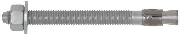 Powers Fasteners - 1/2" Diam, 1/2" Drill, 7" OAL, 3-3/8" Min Embedment Wedge Expansion Concrete Anchor - Steel, Galvanized Finish, Hex Nut Head, Hex Drive, 2-3/4" Thread Length - Top Tool & Supply