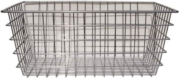 Marlin Steel Wire Products - 16" Deep, Rectangular Steel Wire Basket - 1-3/8" Perforation, 24" Wide x 10" High - Top Tool & Supply