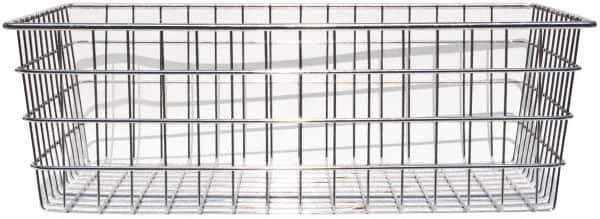 Marlin Steel Wire Products - 14" Deep, Rectangular Steel Wire Basket - 1-3/8" Perforation, 20" Wide x 6" High - Top Tool & Supply