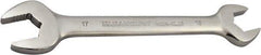 Paramount - 16mm x 17mm Standard Open End Wrench - 7-9/32" OAL, Double End, Full Polish Finish, 15° Head Angle - Top Tool & Supply