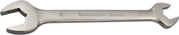 Paramount - 20mm x 22mm Standard Open End Wrench - 10" OAL, Double End, Full Polish Finish, 15° Head Angle - Top Tool & Supply