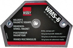 Bessey - 4" Wide x 9/16" Deep x 2-1/2" High Magnetic Welding & Fabrication Square - 35 Lb Average Pull Force - Top Tool & Supply