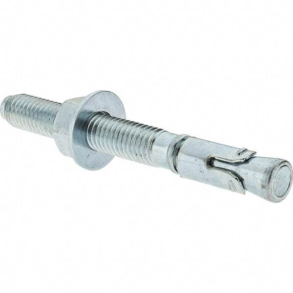 Value Collection - 1/2" Diam, 1/2" Drill, 4-1/2" OAL, Wedge Expansion Concrete Anchor - 1018 Steel, Zinc-Plated Finish, Hex Nut Head, Hex Drive, 2-3/4" Thread Length - Top Tool & Supply