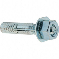 Value Collection - 3/8" Diam, 3/8" Drill, 2" OAL, Wedge Expansion Concrete Anchor - Steel, Zinc-Plated Finish, Hex Nut Head, Hex Drive, 3/4" Thread Length - Top Tool & Supply