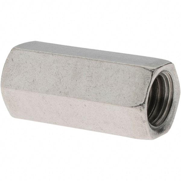 Value Collection - 3/8-16 UNC, 1-1/8" OAL Stainless Steel Standard Coupling Nut - 1/2" Width Across Flats - Top Tool & Supply