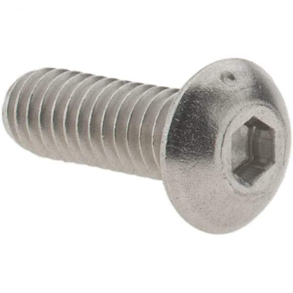 Value Collection - #8-32 UNC Hex Socket Drive, Button Screw - Grade 316 Stainless Steel, Uncoated, 1/2" Length Under Head - Top Tool & Supply