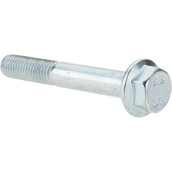 Value Collection - M10x1.50 Metric Coarse, 70mm Length Under Head, Hex Drive Flange Bolt - 26mm Thread Length, Grade 8.8 Steel, Smooth Flange, Zinc-Plated Finish - Top Tool & Supply