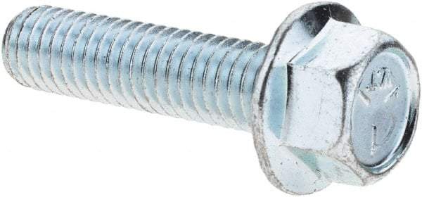 Value Collection - 3/8-16 UNC, 1-1/2" Length Under Head, Hex Drive Flange Bolt - 1-1/2" Thread Length, Grade 5 Steel, Serrated Flange, Zinc Yellow Dichromate Finish - Top Tool & Supply