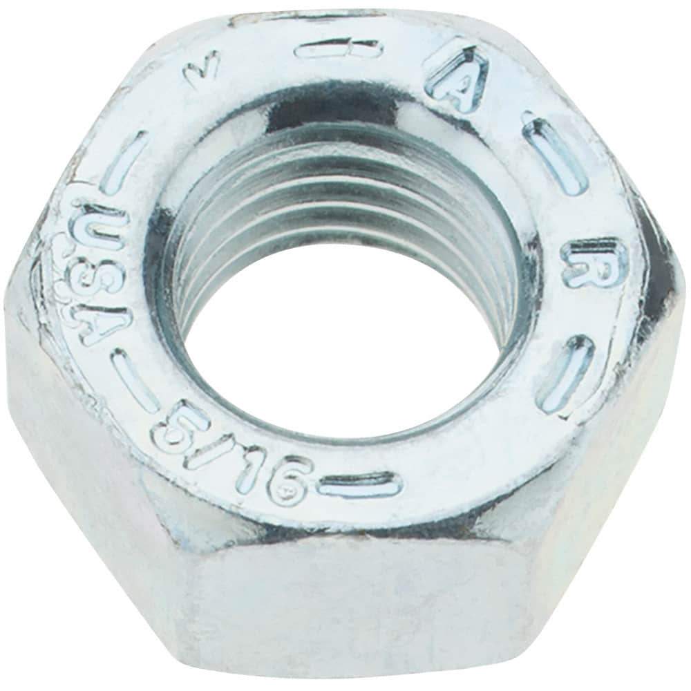 Value Collection - 5/16-24 UNF Steel Right Hand Hex Nut - 1/2" Across Flats, 17/64" High, Zinc Yellow Dichromate Finish - Top Tool & Supply