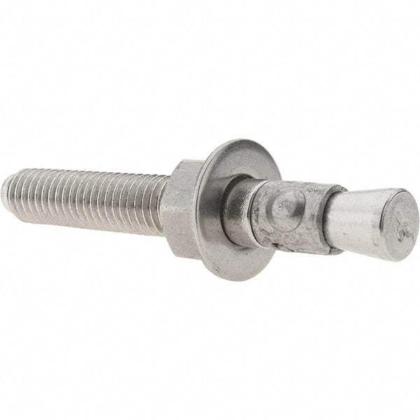 Value Collection - 1/2" Diam, 1/2" Drill, 3-3/4" OAL, 1-5/8" Min Embedment Wedge Expansion Concrete Anchor - 304 Stainless Steel, Hex Nut Head, Hex Drive, 2-3/8" Thread Length - Top Tool & Supply