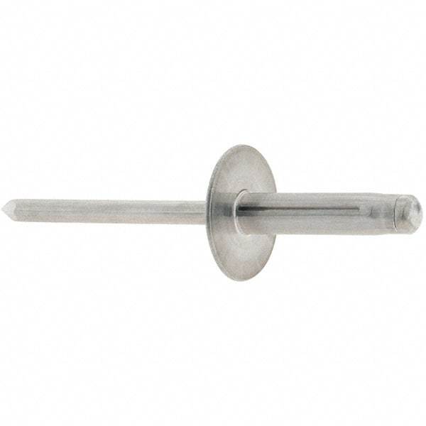 RivetKing - Large Flange Head Aluminum Peel Blind Rivet - Aluminum Mandrel, 0.063" to 1/4" Grip, 3/16" Body Diam - Top Tool & Supply