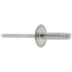 RivetKing - Large Flange Head Aluminum Peel Blind Rivet - Aluminum Mandrel, 0.063" to 1/4" Grip, 3/16" Body Diam - Top Tool & Supply