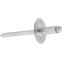 Value Collection - Size 64 Large Flange Dome Head Aluminum Open End Blind Rivet - Aluminum Mandrel, 0.062" to 1/4" Grip, 0.615" Head Diam, 0.192" to 0.196" Hole Diam, 0.45" Length Under Head, 3/16" Body Diam - Top Tool & Supply