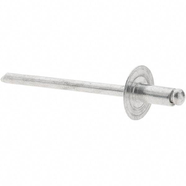 Value Collection - Size 42 Large Flange Dome Head Aluminum Open End Blind Rivet - Aluminum Mandrel, 0.032" to 1/8" Grip, 3/8" Head Diam, 0.129" to 0.133" Hole Diam, 0.275" Length Under Head, 1/8" Body Diam - Top Tool & Supply