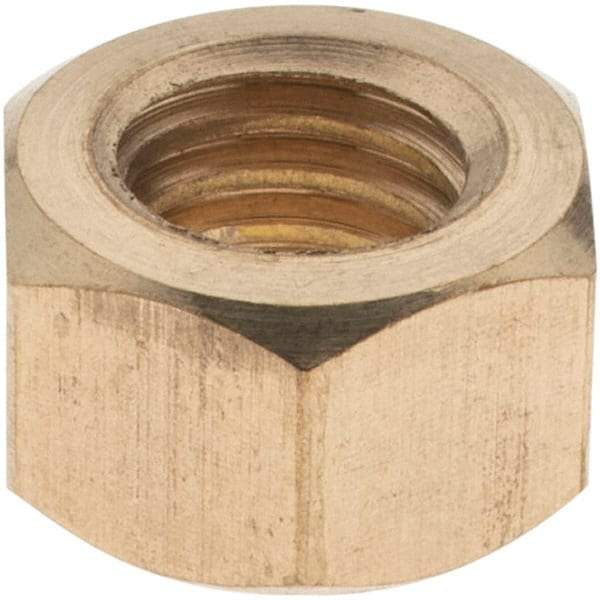 Value Collection - 3/8-16 UNC Brass Right Hand Hex Nut - 9/16" Across Flats, 21/64" High - Top Tool & Supply