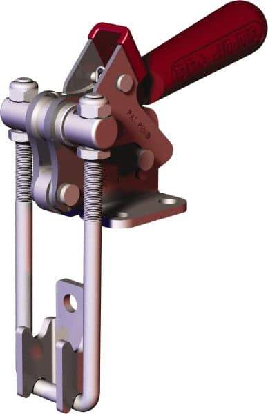 De-Sta-Co - 2,0001 Lb Capacity, Vertical, U Hook, Flanged Base, Carbon Steel Pull Action Latch Clamp - 2.46" Drawing Movement, 5.77" OAL, Threaded U Hook, Straight Handle - Top Tool & Supply