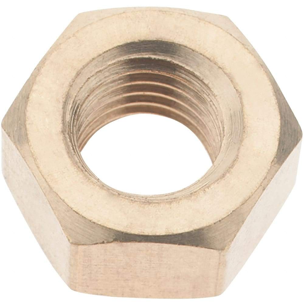 Value Collection - 5/16-24 UNF Brass Right Hand Hex Nut - 1/2" Across Flats, 17/64" High - Top Tool & Supply