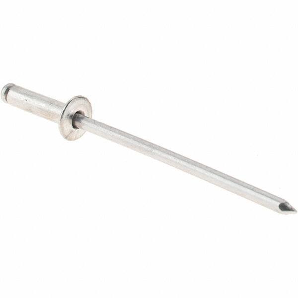 Value Collection - Size 34 Dome Head Aluminum Open End Blind Rivet - Aluminum Mandrel, 0.126" to 1/4" Grip, 0.188" Head Diam, 0.097" to 0.1" Hole Diam, 3/8" Length Under Head, 3/32" Body Diam - Top Tool & Supply