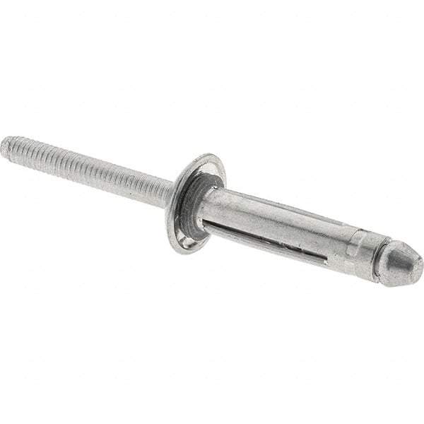 RivetKing - Aluminum Open End Blind Rivet - Aluminum Mandrel, 1/8" to 3/8" Grip, 1/4" Head Diam, 1-1/64" Length Under Head, 1/4" Body Diam - Top Tool & Supply