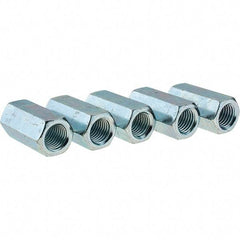 Value Collection - 7/8-9 UNC, 2-1/2" OAL Steel Standard Coupling Nut - Zinc-Plated Finish, 1-1/4" Width Across Flats - Top Tool & Supply