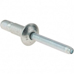 Value Collection - Truss Head Steel Structural Blind Rivet - Steel Mandrel, 0.08" to 3/8" Grip, 0.592" Head Diam, 0.261" to 0.272" Hole Diam, 0.56" Length Under Head, 1/4" Body Diam - Top Tool & Supply