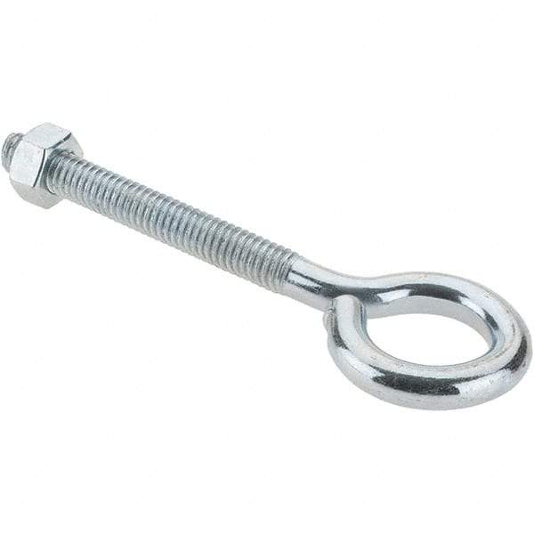 Made in USA - 5/16-18, Zinc-Plated Finish, Steel Wire Turned Eye Bolt - 2-1/4" Thread Length, 3/4" ID, 2-3/4" Shank Length - Top Tool & Supply