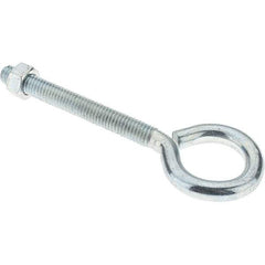 Value Collection - 3/8-16, Zinc-Plated Finish, Steel Wire Turned Eye Bolt - 3-1/8" Thread Length, 1" ID, 3-3/8" Shank Length - Top Tool & Supply