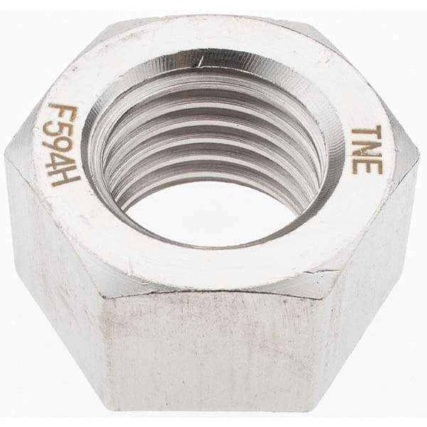 Value Collection - 1-1/4 - 7 UNC Stainless Steel Right Hand Hex Nut - 1-7/8" Across Flats, 1-1/16" High, Uncoated - Top Tool & Supply