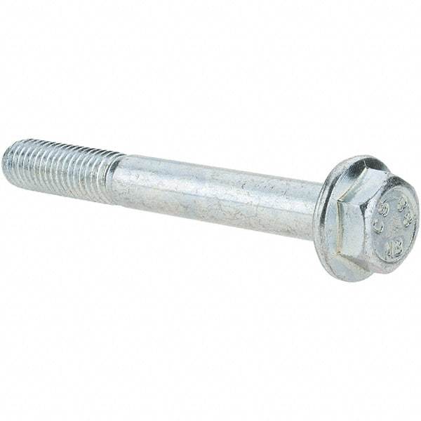 Value Collection - M10x1.50 Metric Coarse, 80mm Length Under Head, Hex Drive Flange Bolt - 26mm Thread Length, Grade 8.8 Steel, Smooth Flange, Zinc-Plated Finish - Top Tool & Supply