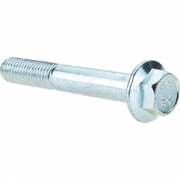 Value Collection - M12x1.75 Metric Coarse, 80mm Length Under Head, Hex Drive Flange Bolt - 30mm Thread Length, Grade 8.8 Steel, Smooth Flange, Zinc-Plated Finish - Top Tool & Supply